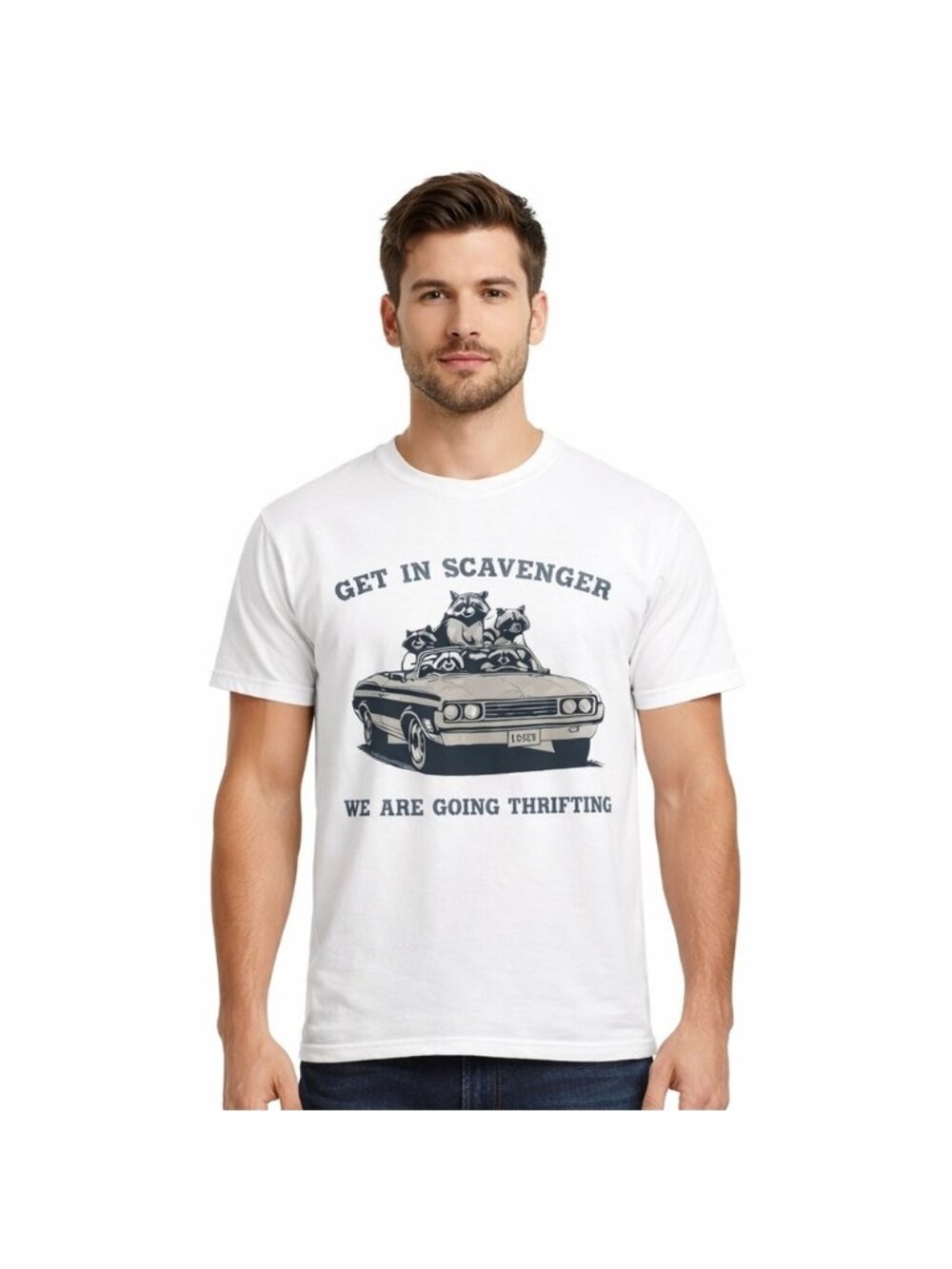 Get In Scavenger Thrifting Shirt Raccoon Graphic Tee Unisex Thrift Shopping Top